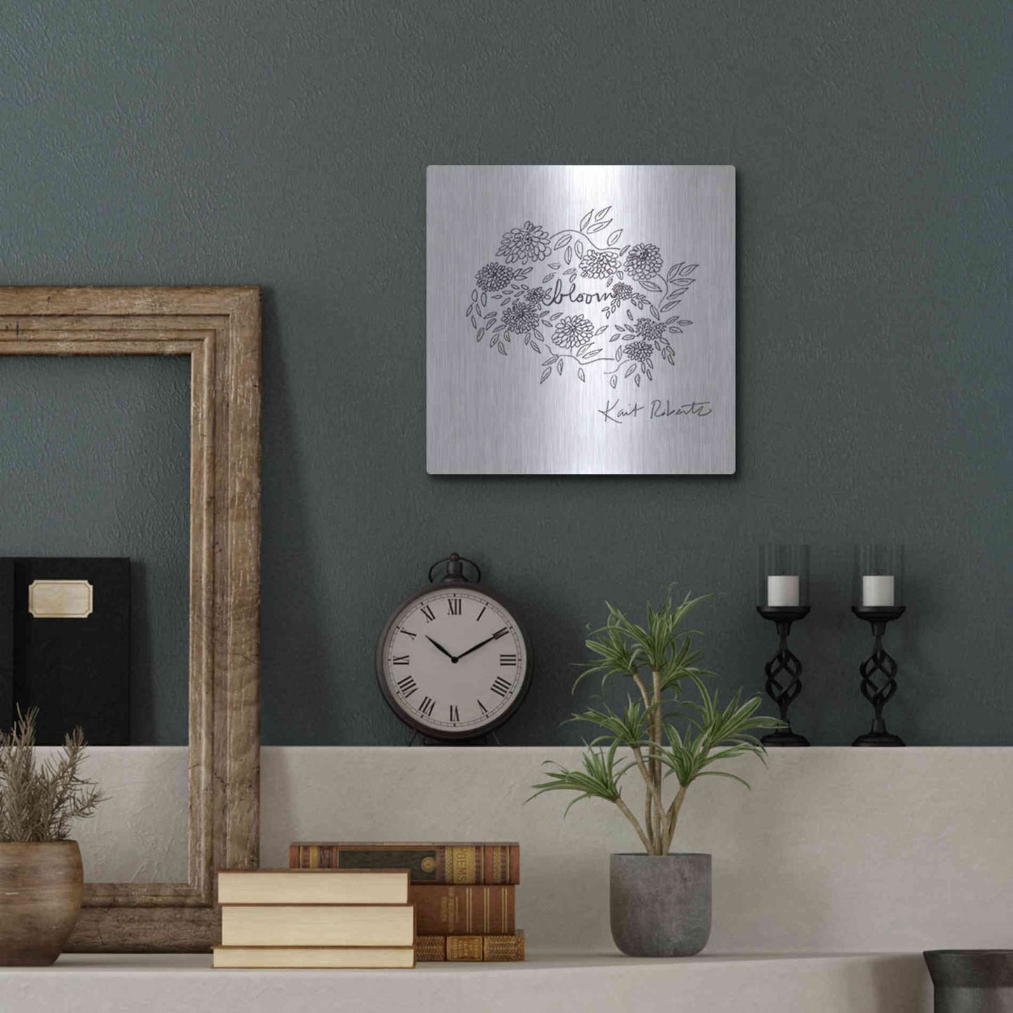 Luxe Metal Art 'Bloom, Bloom, Bloom' by Kait Roberts, Metal Wall Art,12x12