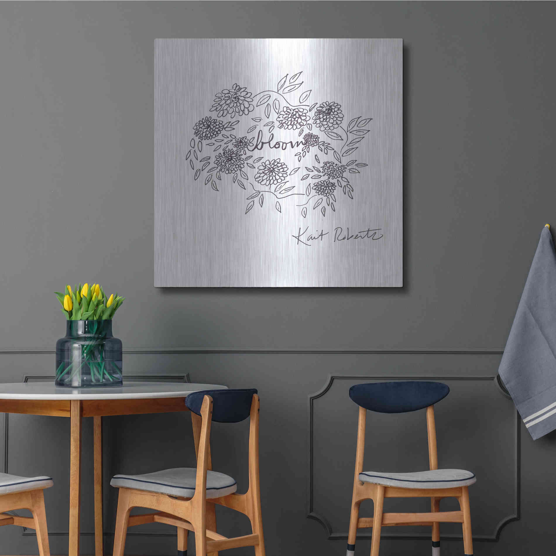 Luxe Metal Art 'Bloom, Bloom, Bloom' by Kait Roberts, Metal Wall Art,36x36