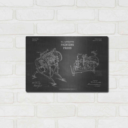 Luxe Metal Art 'Printing Press Blueprint Patent Chalkboard' Metal Wall Art,16x12