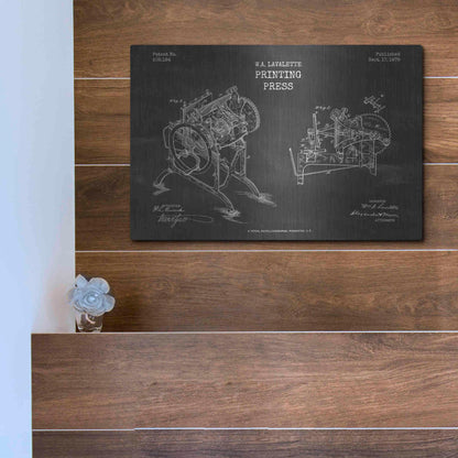 Luxe Metal Art 'Printing Press Blueprint Patent Chalkboard' Metal Wall Art,16x12