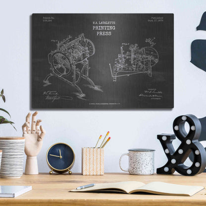 Luxe Metal Art 'Printing Press Blueprint Patent Chalkboard' Metal Wall Art,16x12