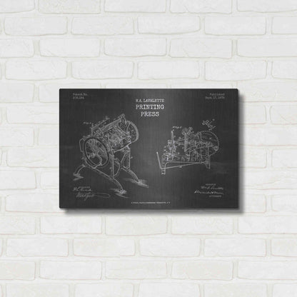 Luxe Metal Art 'Printing Press Blueprint Patent Chalkboard' Metal Wall Art,24x16