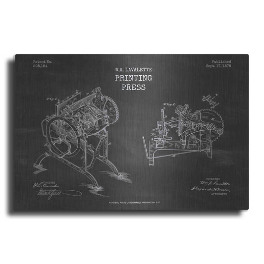 Luxe Metal Art 'Printing Press Blueprint Patent Chalkboard' Metal Wall Art