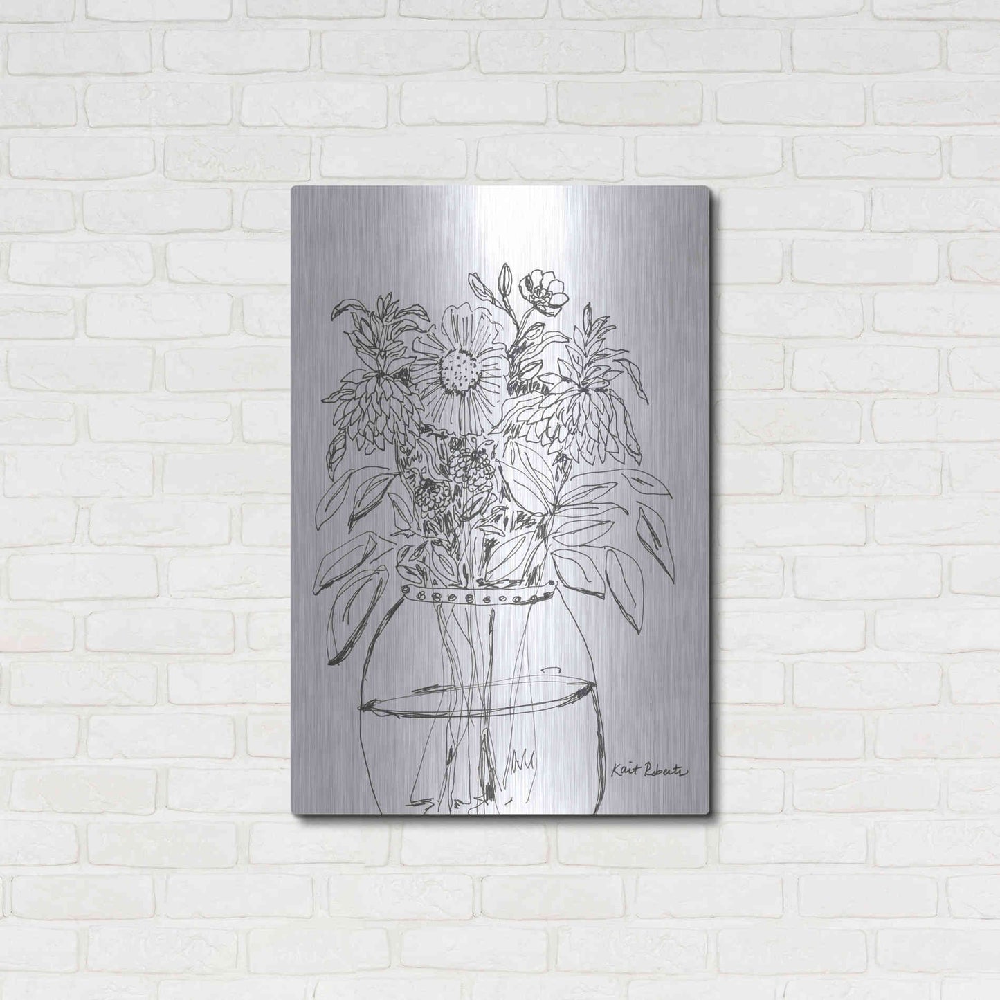 Luxe Metal Art 'Summer Garden in a Vase' by Kait Roberts, Metal Wall Art,24x36