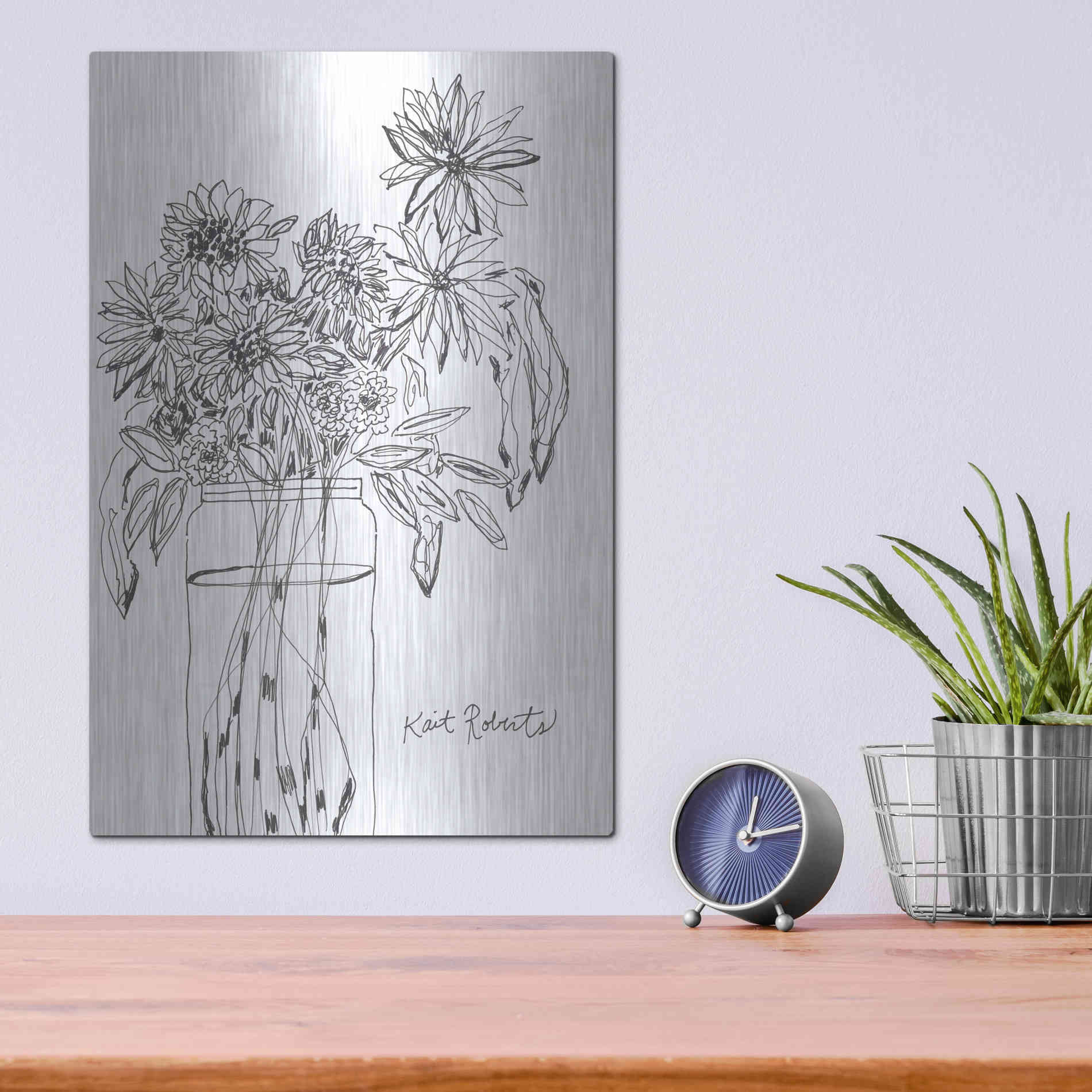 Luxe Metal Art 'Farm Grower' by Kait Roberts, Metal Wall Art,12x16