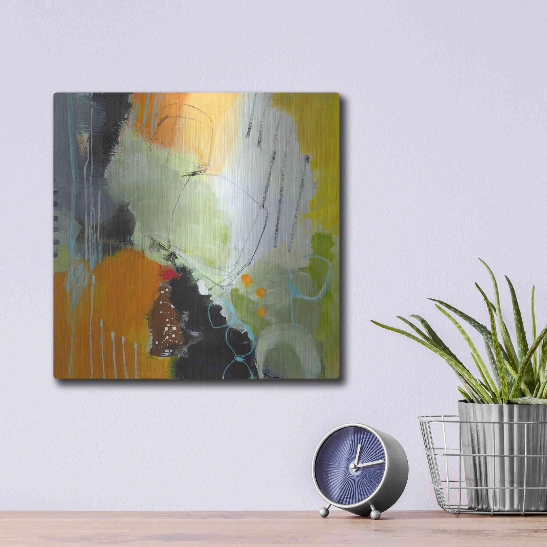 Luxe Metal Art 'Inspire 1' by Ira Ivanova, Metal Wall Art,12x12