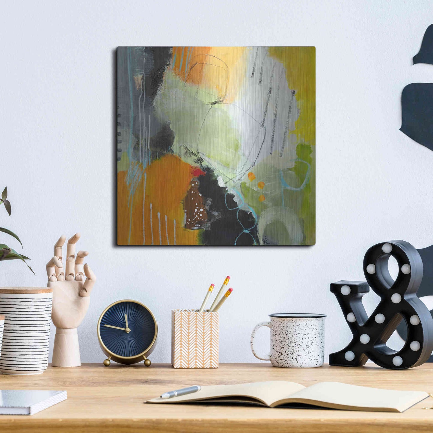 Luxe Metal Art 'Inspire 1' by Ira Ivanova, Metal Wall Art,12x12