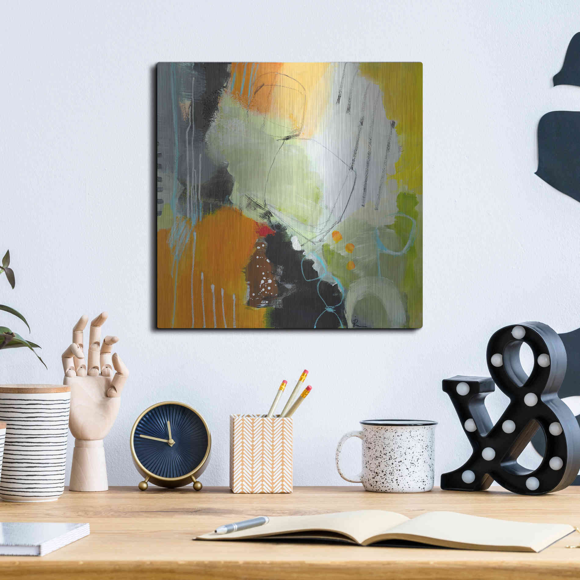 Luxe Metal Art 'Inspire 1' by Ira Ivanova, Metal Wall Art,12x12