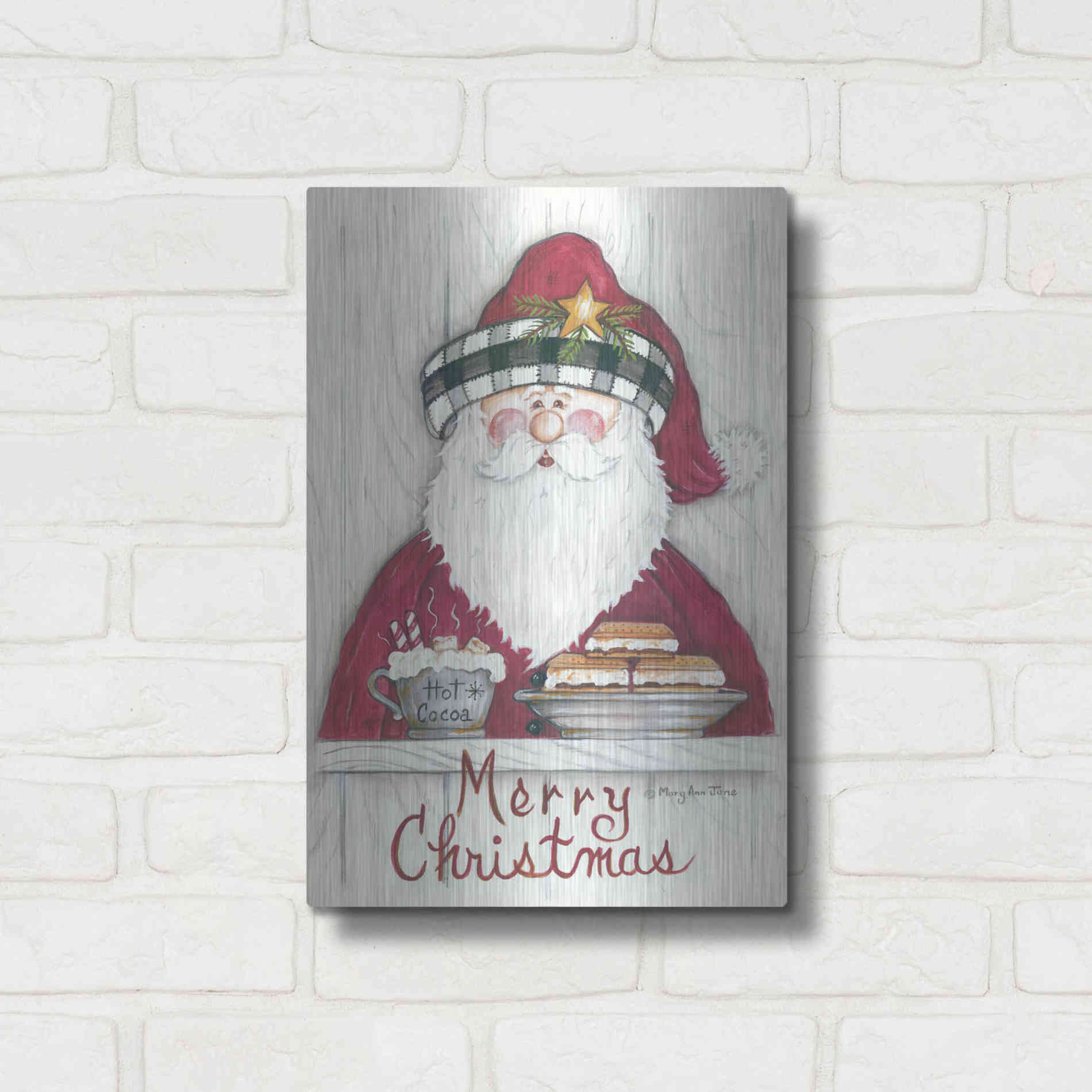 Luxe Metal Art 'Jolly St. Nick' by Mary Ann June, Metal Wall Art,12x16