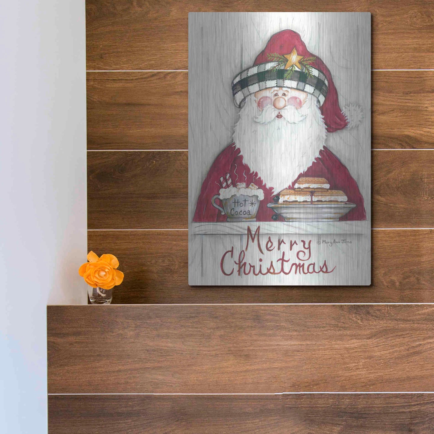 Luxe Metal Art 'Jolly St. Nick' by Mary Ann June, Metal Wall Art,12x16