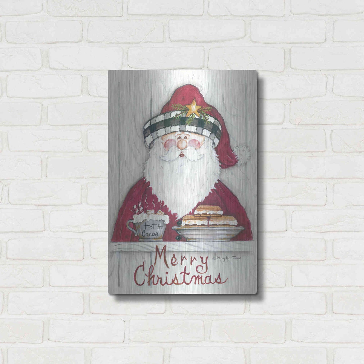 Luxe Metal Art 'Jolly St. Nick' by Mary Ann June, Metal Wall Art,16x24