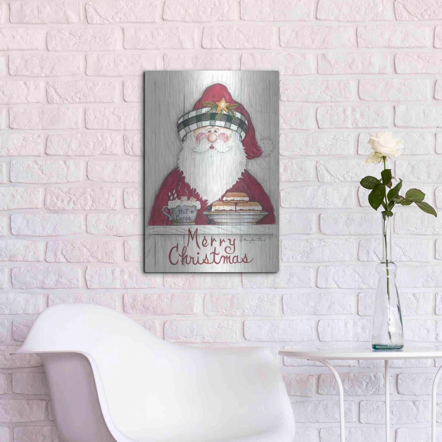 Luxe Metal Art 'Jolly St. Nick' by Mary Ann June, Metal Wall Art,16x24