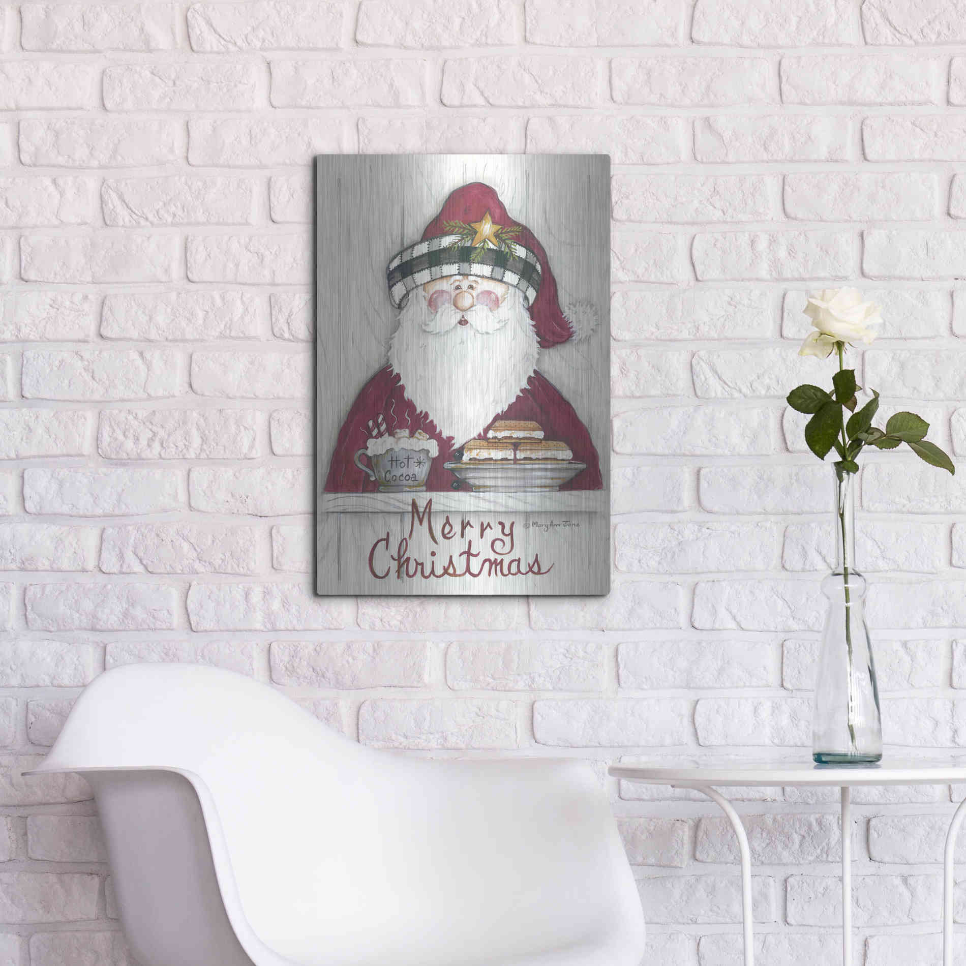 Luxe Metal Art 'Jolly St. Nick' by Mary Ann June, Metal Wall Art,16x24