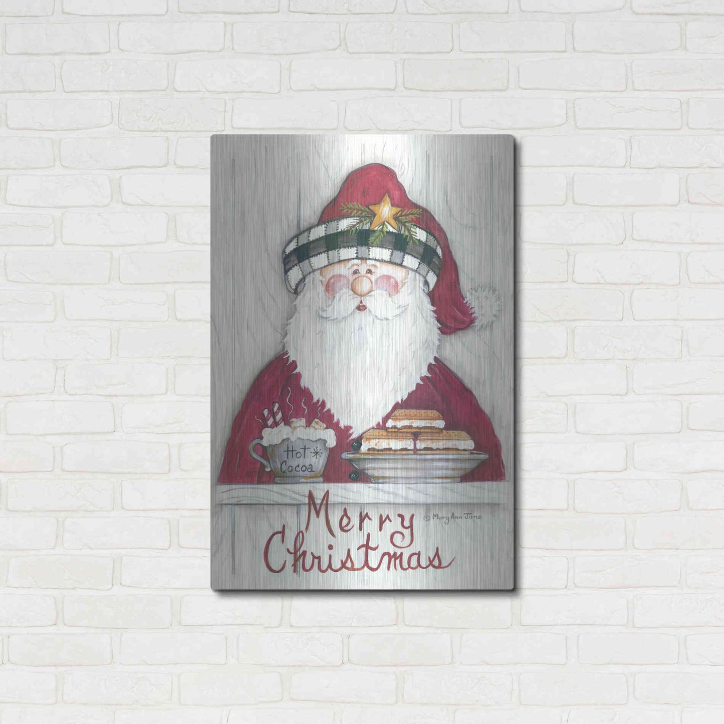 Luxe Metal Art 'Jolly St. Nick' by Mary Ann June, Metal Wall Art,24x36