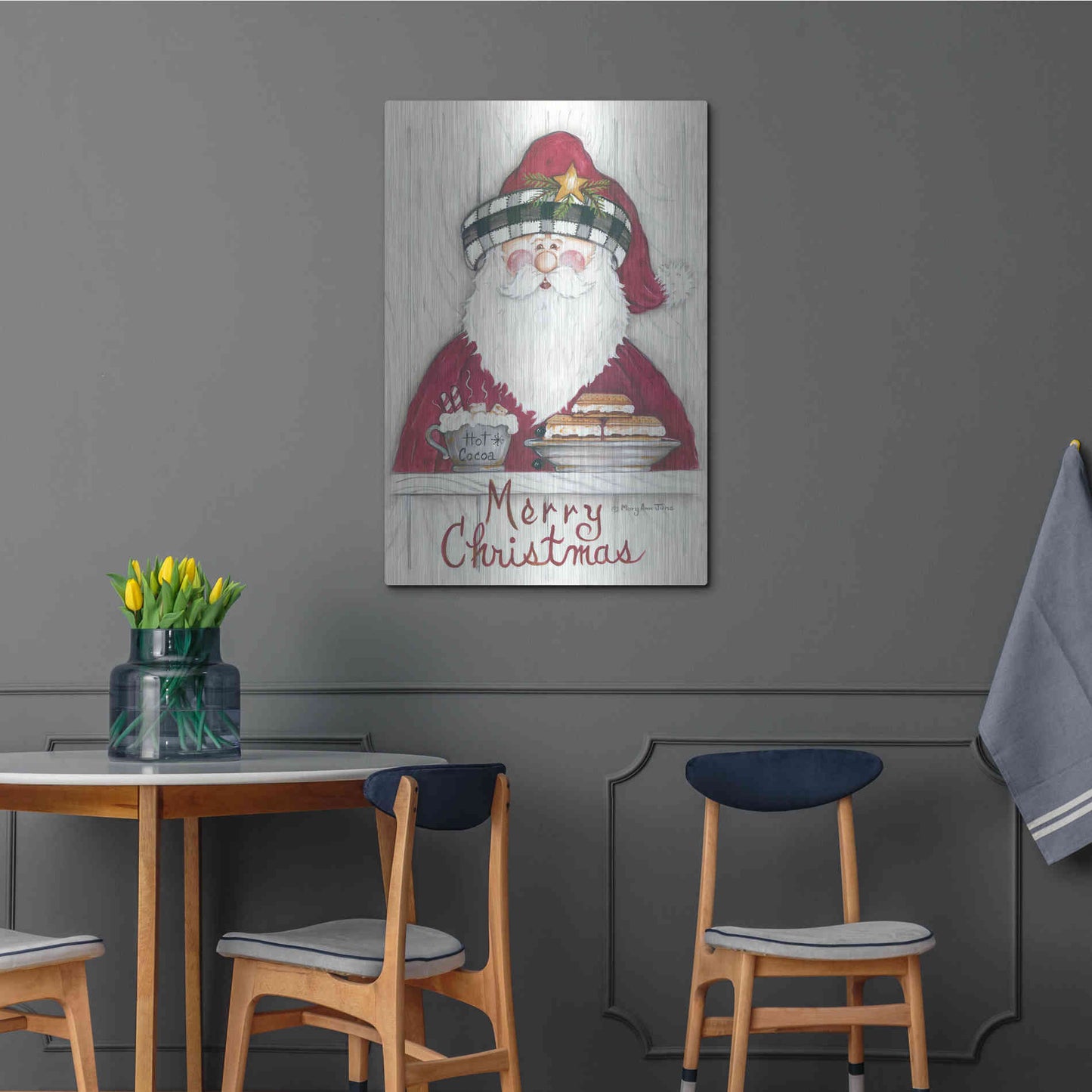 Luxe Metal Art 'Jolly St. Nick' by Mary Ann June, Metal Wall Art,24x36