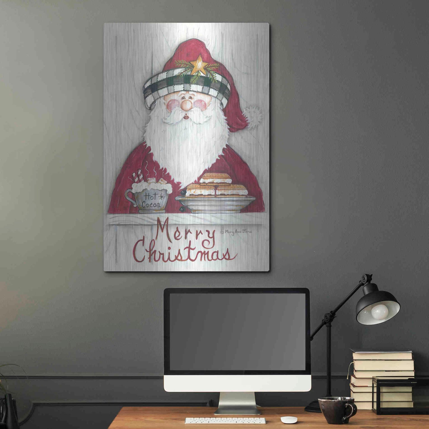 Luxe Metal Art 'Jolly St. Nick' by Mary Ann June, Metal Wall Art,24x36