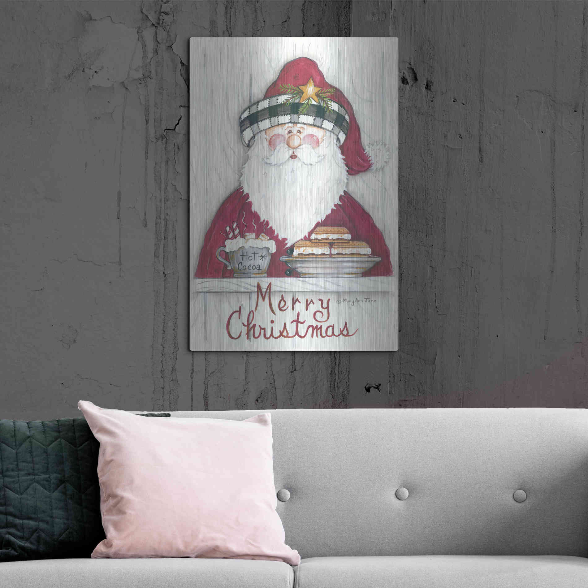 Luxe Metal Art 'Jolly St. Nick' by Mary Ann June, Metal Wall Art,24x36