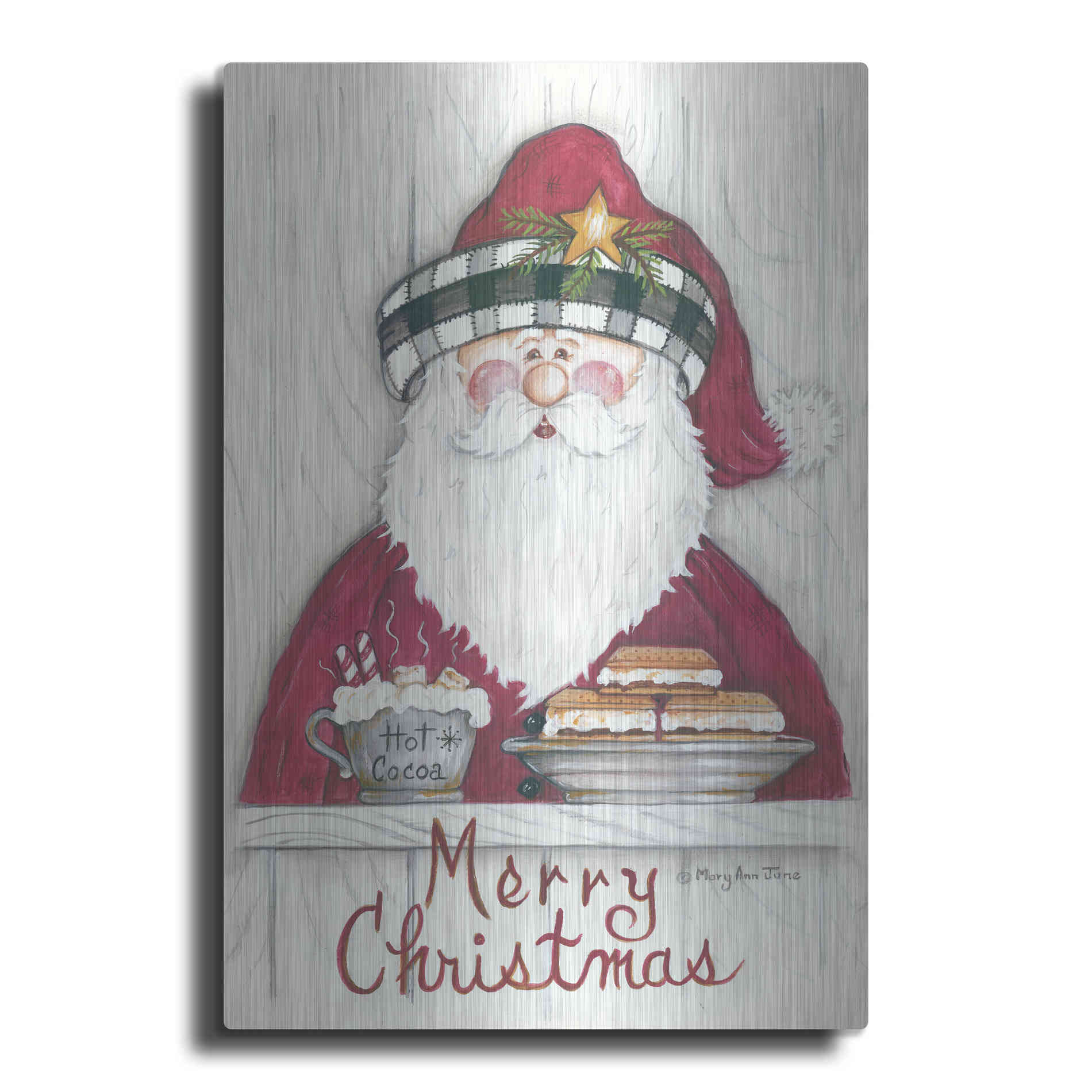 Luxe Metal Art 'Jolly St. Nick' by Mary Ann June, Metal Wall Art