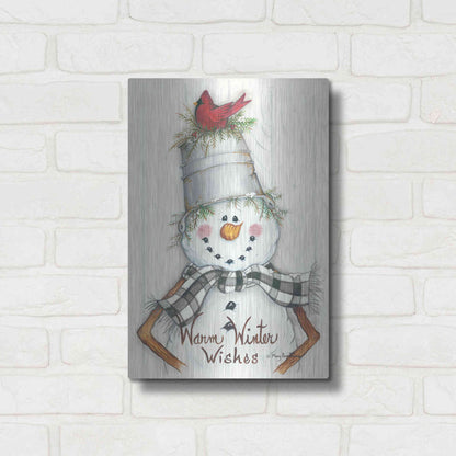 Luxe Metal Art 'Country Snowman' by Mary Ann June, Metal Wall Art,12x16