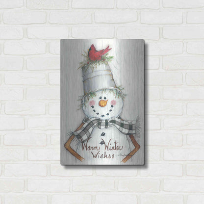 Luxe Metal Art 'Country Snowman' by Mary Ann June, Metal Wall Art,16x24