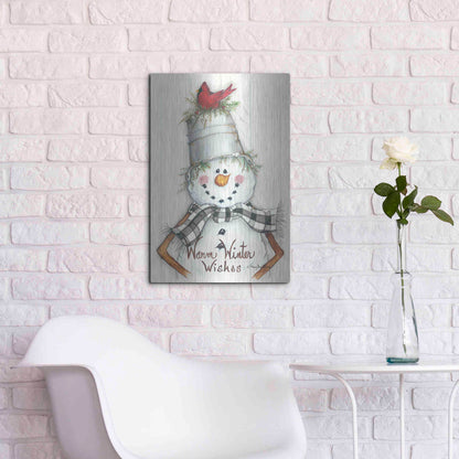 Luxe Metal Art 'Country Snowman' by Mary Ann June, Metal Wall Art,16x24