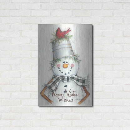 Luxe Metal Art 'Country Snowman' by Mary Ann June, Metal Wall Art,24x36