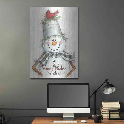 Luxe Metal Art 'Country Snowman' by Mary Ann June, Metal Wall Art,24x36