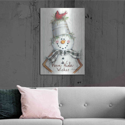 Luxe Metal Art 'Country Snowman' by Mary Ann June, Metal Wall Art,24x36