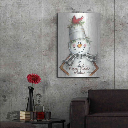 Luxe Metal Art 'Country Snowman' by Mary Ann June, Metal Wall Art,24x36