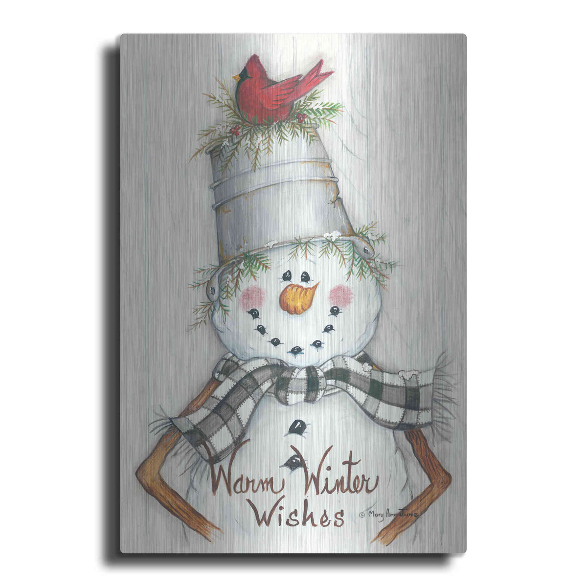 Luxe Metal Art 'Country Snowman' by Mary Ann June, Metal Wall Art