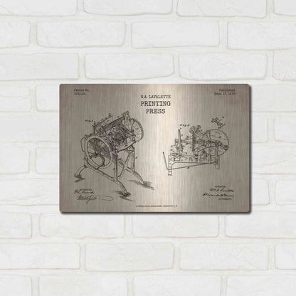 Luxe Metal Art 'Printing Press Blueprint Patent Parchment' Metal Wall Art,16x12