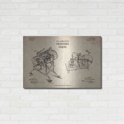Luxe Metal Art 'Printing Press Blueprint Patent Parchment' Metal Wall Art,36x24