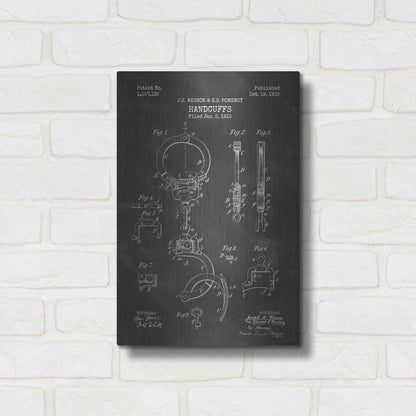 Luxe Metal Art 'Handcuffs Blueprint Patent Chalkboard' Metal Wall Art,12x16