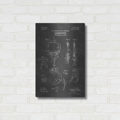 Luxe Metal Art 'Handcuffs Blueprint Patent Chalkboard' Metal Wall Art,16x24