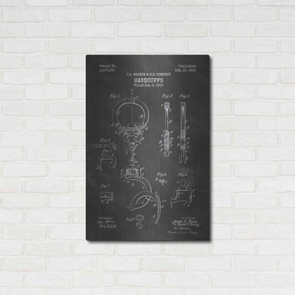 Luxe Metal Art 'Handcuffs Blueprint Patent Chalkboard' Metal Wall Art,24x36