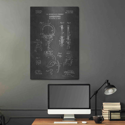 Luxe Metal Art 'Handcuffs Blueprint Patent Chalkboard' Metal Wall Art,24x36