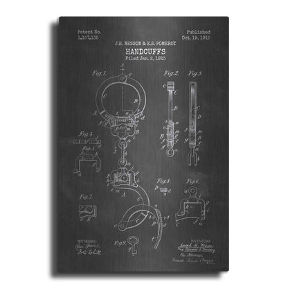 Luxe Metal Art 'Handcuffs Blueprint Patent Chalkboard' Metal Wall Art