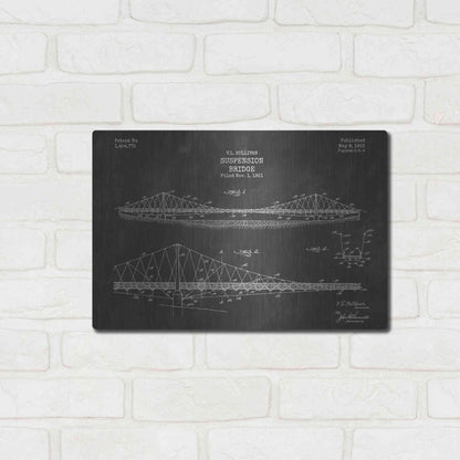 Luxe Metal Art 'Suspension Bridge Blueprint Patent Chalkboard' Metal Wall Art,,16x12