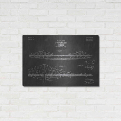 Luxe Metal Art 'Suspension Bridge Blueprint Patent Chalkboard' Metal Wall Art,,36x24