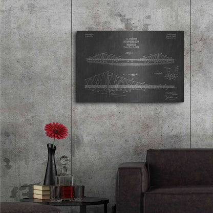 Luxe Metal Art 'Suspension Bridge Blueprint Patent Chalkboard' Metal Wall Art,,36x24