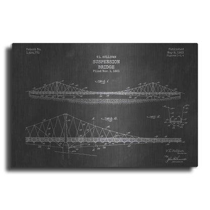 Luxe Metal Art 'Suspension Bridge Blueprint Patent Chalkboard' Metal Wall Art,
