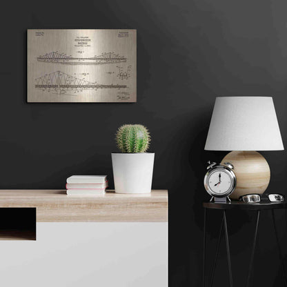 Luxe Metal Art 'Suspension Bridge Blueprint Patent Parchment' Metal Wall Art,24x16