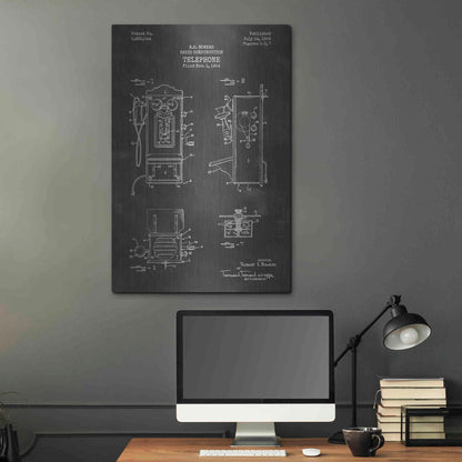 Luxe Metal Art 'Telephone, 1959 Blueprint Patent Chalkboard' Metal Wall Art,24x36