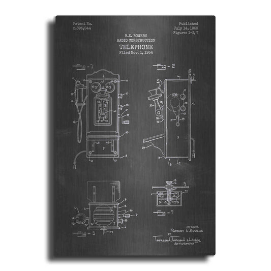 Luxe Metal Art 'Telephone, 1959 Blueprint Patent Chalkboard' Metal Wall Art
