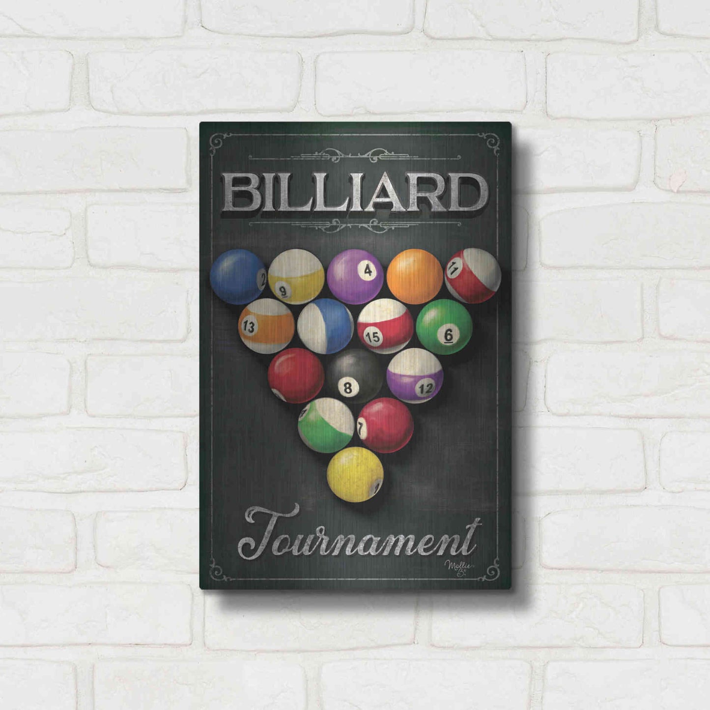 Luxe Metal Art 'Billiards Tournament' by Mollie B, Metal Wall Art,12x16
