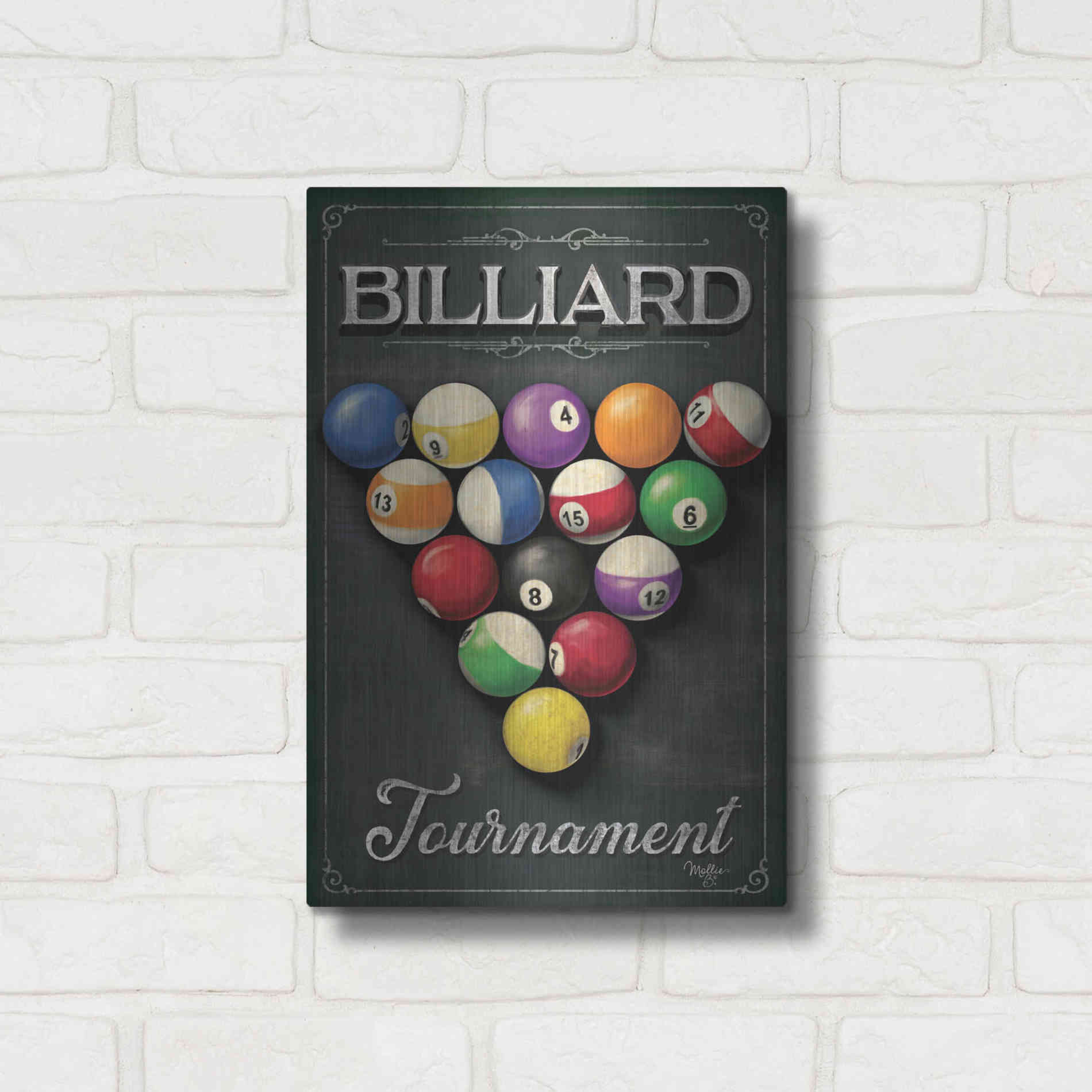 Luxe Metal Art 'Billiards Tournament' by Mollie B, Metal Wall Art,12x16