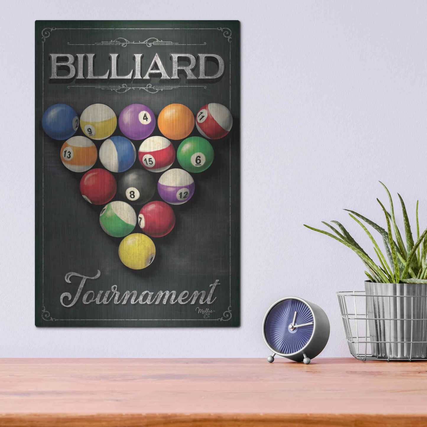 Luxe Metal Art 'Billiards Tournament' by Mollie B, Metal Wall Art,12x16