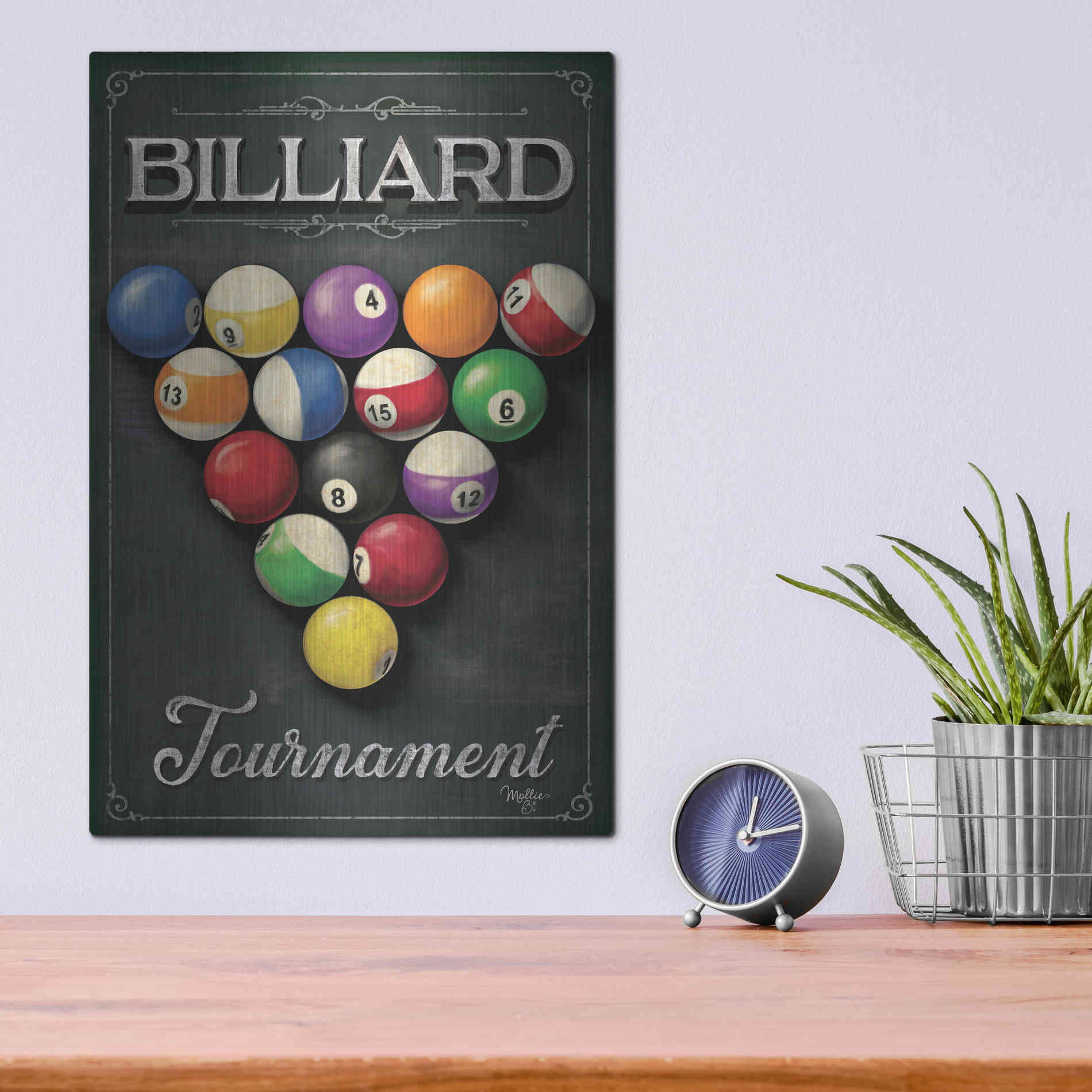 Luxe Metal Art 'Billiards Tournament' by Mollie B, Metal Wall Art,12x16