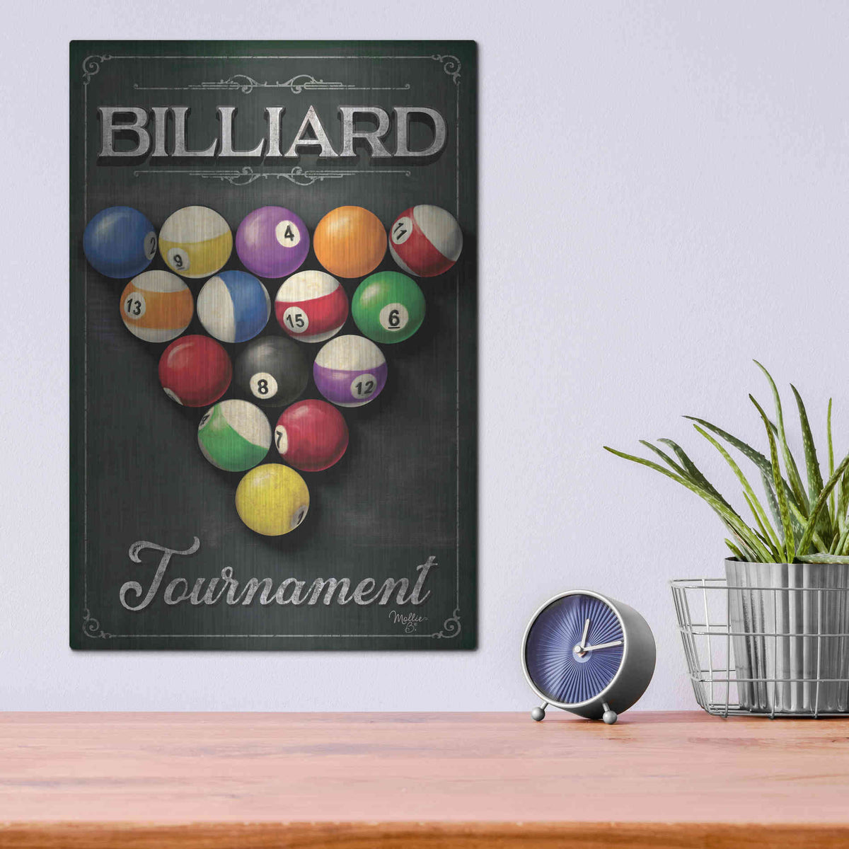 Luxe Metal Art 'Billiards Tournament' by Mollie B, Metal Wall Art,12x16