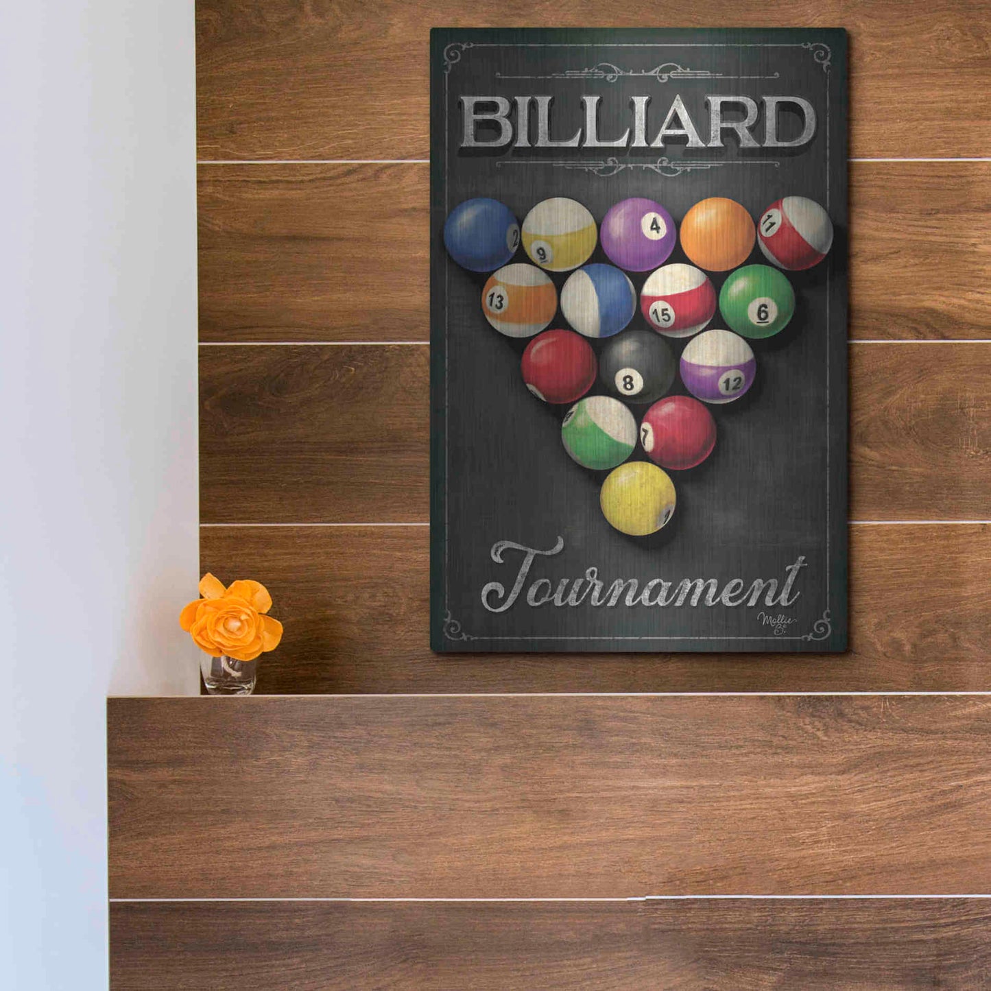 Luxe Metal Art 'Billiards Tournament' by Mollie B, Metal Wall Art,12x16